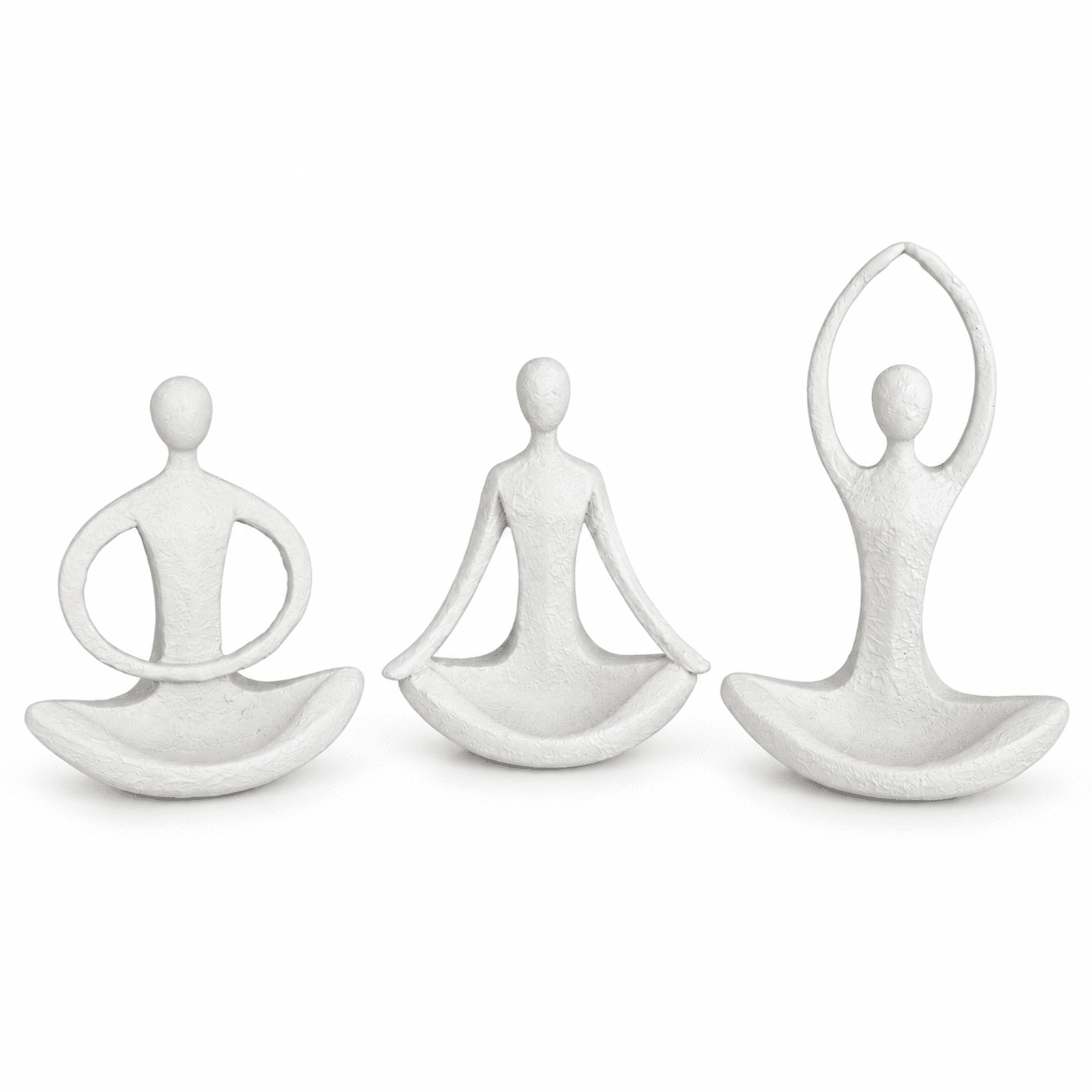 Trio de Estátuas Decorativas Yoga em Resina