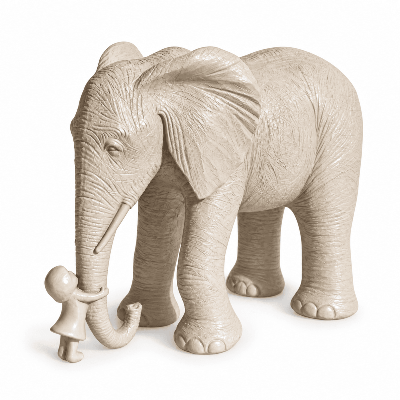 Escultura Elefante e Criança em Poliresina